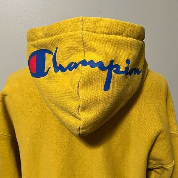 Champion Yellow Reverse Weave Drop Shoulder Pullover Hoodie - Picture 6 of 10